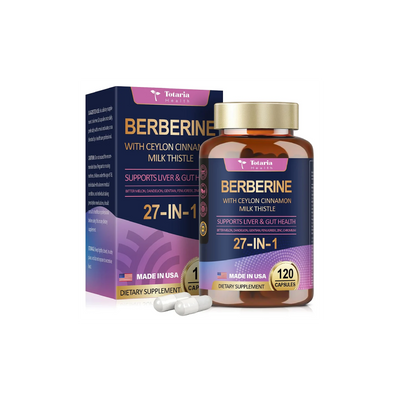 Totaria 27-in-1 Berberine Supplement with Ceylon Cinnamon, Milk Thistle |120 Caps
